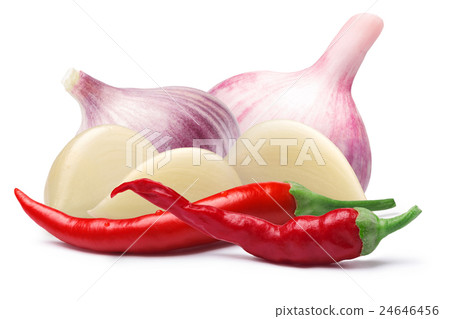 Garlic with cayenne pepper, paths Garlic with cayenne pepper, paths 24646456