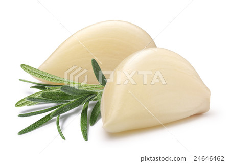 Garlic cloves with rosemary, paths Garlic cloves with rosemary, paths 24646462
