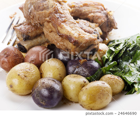 pork Ribs with Fingerling Potatoes  24646690