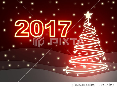New Year's red card and 2017 sign New Year's red card and 2017 sign 24647168