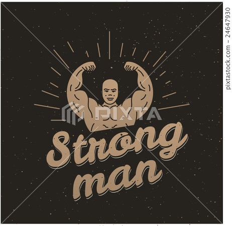 A strong man writing on the print or poster. 24647930