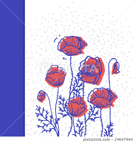 Red poppies print 24647944