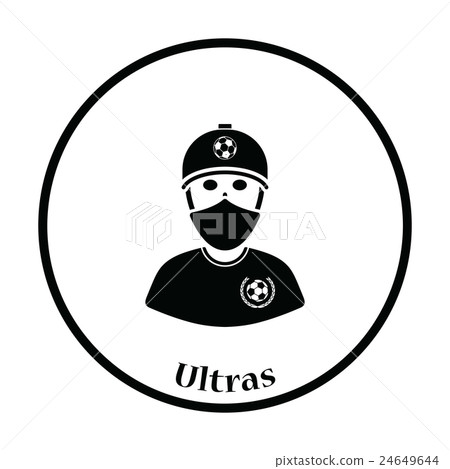 Football fan with covered face by scarf icon Football fan with covered face by scarf icon 24649644