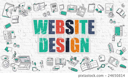 Website Design Concept with Doodle Design Icons. 24650814
