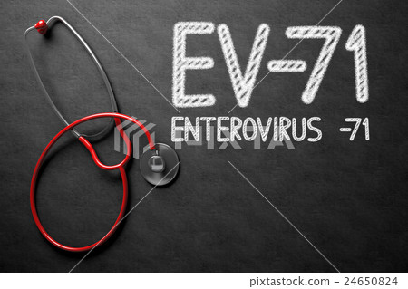 EV-71 on Chalkboard. 3D Illustration. EV-71 on Chalkboard. 3D Illustration. 24650824