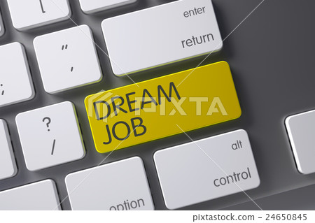 Yellow Dream Job Button on Keyboard. 3D Rendering. Yellow Dream Job Button on Keyboard. 3D Rendering. 24650845