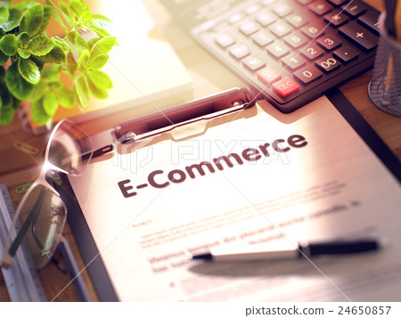 E-Commerce - Text on Clipboard. 3D Rendering. 24650857