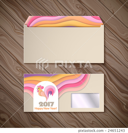 Year of rooster design for envelope, cover 24651243