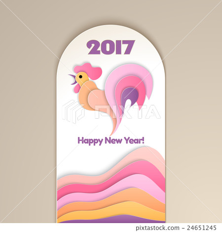 Happy new year background with rooster, symbol of Happy new year background with rooster, symbol of 24651245