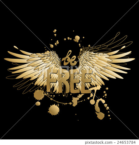 Concept art with slogan and wings 24653784