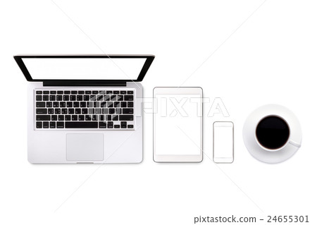 Laptop tablet smartphone  and coffee 24655301