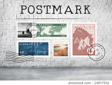 Airmail Mail Postcard Letter Stamp Concept Airmail Mail Postcard Letter Stamp Concept 24657502