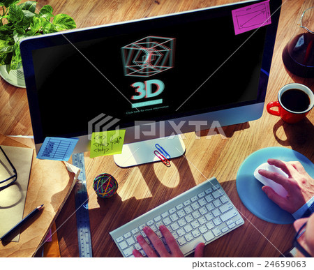 3D Three Dimensional Futuristic Display Modern Concept 3D Three Dimensional Futuristic Display Modern Concept 24659063