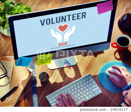 Volunteer Helping Hands Heart Icon Concept. Volunteer Helping Hands Heart Icon Concept. 24659117