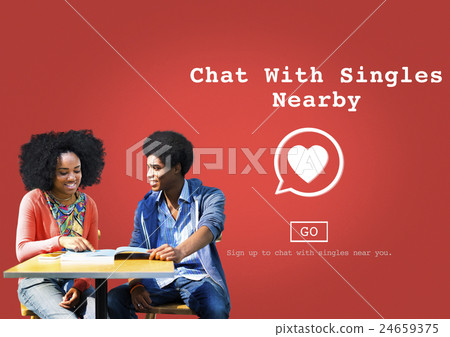 Stock Photo: Chat with SIngles Nearby Love Romance Online Concept