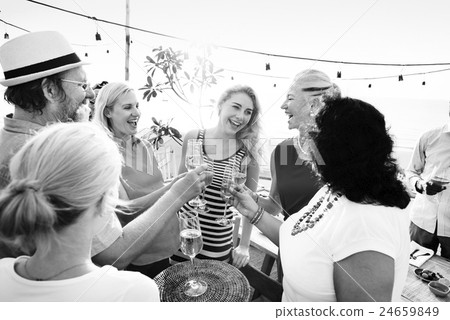 Group Diverse People Dinner Party Outdoors Concept 24659849