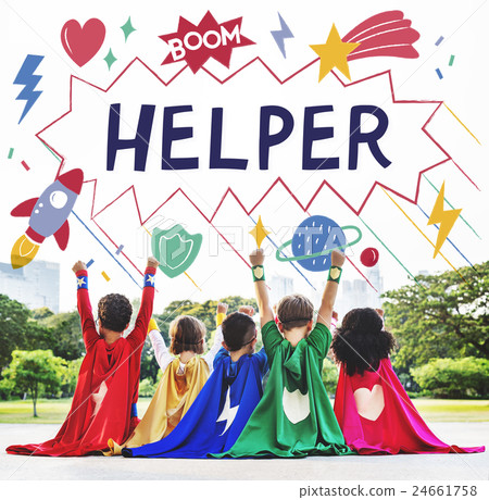 Superhero Kids Imagination Power Helper Concept Superhero Kids Imagination Power Helper Concept 24661758