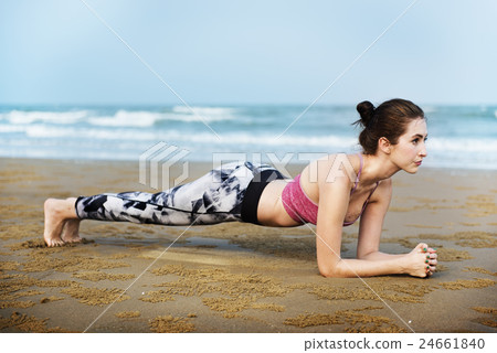 Yoga Exercise Active Beach Outdoor Concept Yoga Exercise Active Beach Outdoor Concept 24661840