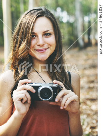 Photographer Camera Camping Trip Activity Concept Photographer Camera Camping Trip Activity Concept 24661857