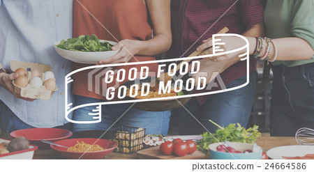 Good Food Good Mood Food Eating Party Celebration Concept 24664586