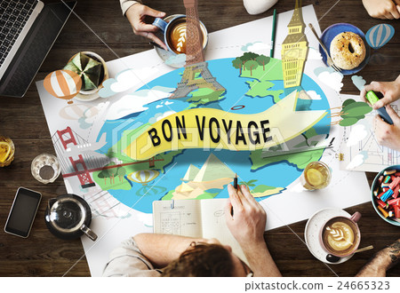 Bon Voyage Farewell Greeting Journey Travel Trip Concept 24665323