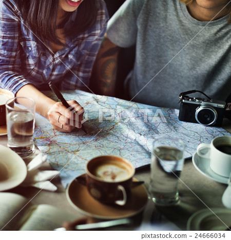 Friends Searching Location Relax Vacation Weekend Concept 24666034