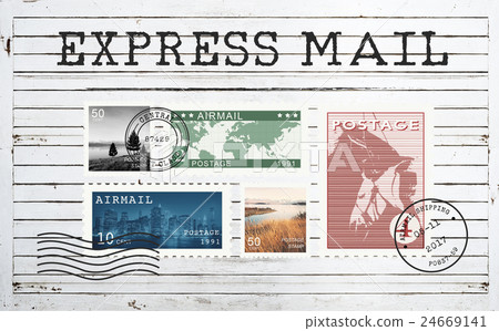 Airmail Mail Postcard Letter Stamp Concept Airmail Mail Postcard Letter Stamp Concept 24669141