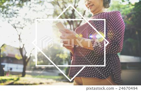 Senior Asian Woman Using Social Media Senior Asian Woman Using Social Media 24670494