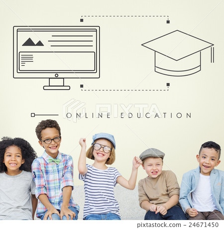 Online Education Technology Student Graphic Concept Online Education Technology Student Graphic Concept 24671450