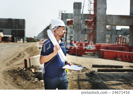 Construction Worker Planning Constractor Developer Concept Construction Worker Planning Constractor Developer Concept 24671456