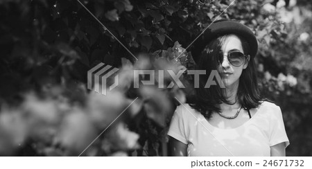 Girl Flower Garden Nature Environmental Relaxation Concept 24671732