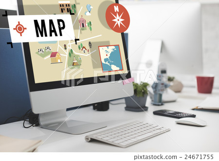 Map Navigation Position Transport GPS Route Concept 24671755