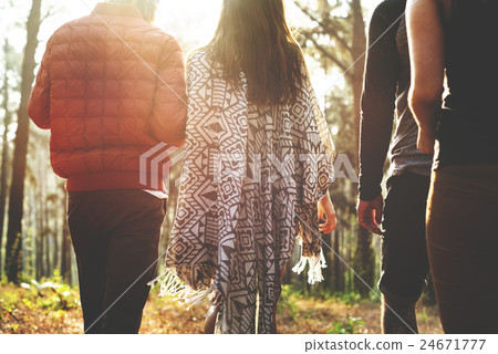 Camping Couple Trek Backpacker Walking Concept Camping Couple Trek Backpacker Walking Concept 24671777