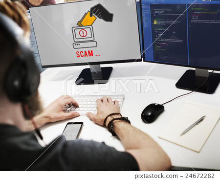 Cyber Attack Crime Fraud Phishing Hacker Security System Concept Cyber Attack Crime Fraud Phishing Hacker Security System Concept 24672282
