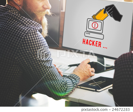 Cyber Attack Crime Fraud Phishing Hacker Security System Concept 24672283
