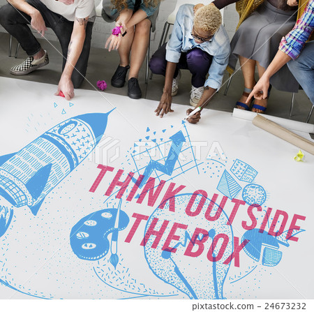 Think Outside The Box Ideas Creativity Imagination Concept Think Outside The Box Ideas Creativity Imagination Concept 24673232