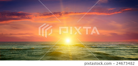 ocean, cloudy sky and a fantastic sunset ocean, cloudy sky and a fantastic sunset 24673482