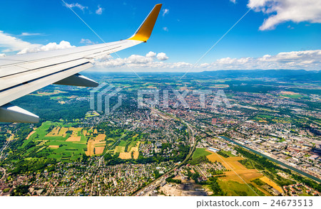 View of Mulhouse from an airplane - France View of Mulhouse from an airplane - France 24673513