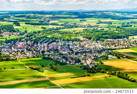 Aerial view of Sierentz village in Haut-Rhin 24673515