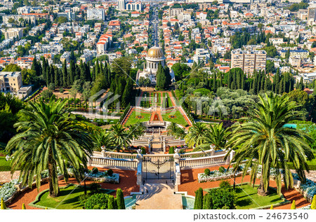 View over the Bahai Gardens in Haifa View over the Bahai Gardens in Haifa 24673540