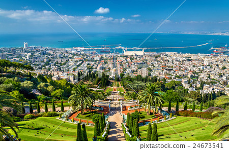 View over the Bahai Gardens in Haifa View over the Bahai Gardens in Haifa 24673541
