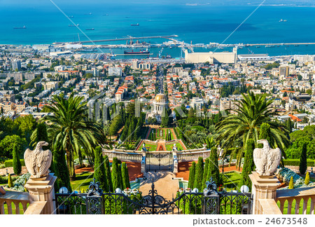 View over the Bahai Gardens in Haifa View over the Bahai Gardens in Haifa 24673548