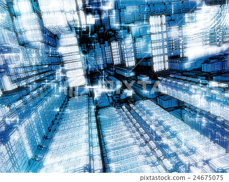 Tech 3d background - digitally generated image - Stock Illustration