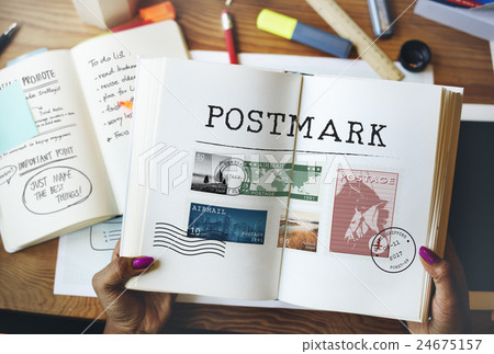 Postal Postage Mail Package Stamp Concept Postal Postage Mail Package Stamp Concept 24675157