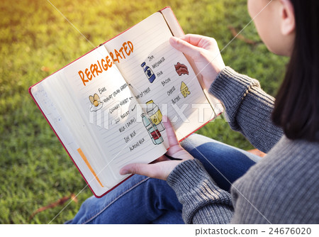 Refrigerated Shopping List Objects Concept Refrigerated Shopping List Objects Concept 24676020