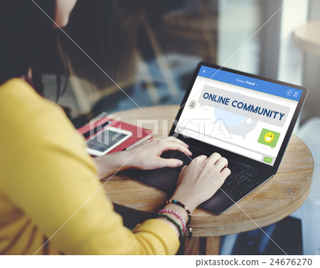 Online Community Friends Communication Connection Concept Online Community Friends Communication Connection Concept 24676270
