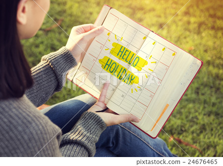 Hello Holiday Break Celebrate Enjoy Annual Concept 24676465