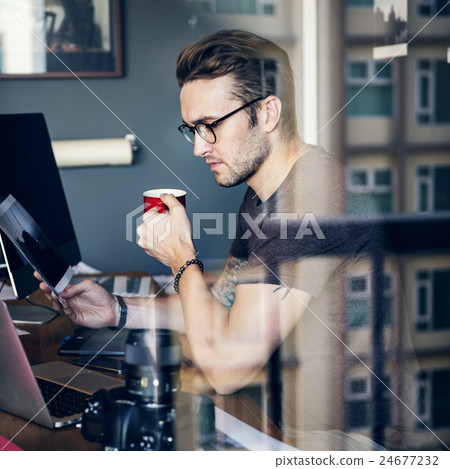 Photographer Working Checking Photo Concept Photographer Working Checking Photo Concept 24677232