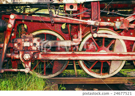 Vintage locomotive which stands on the rails Vintage locomotive which stands on the rails 24677521