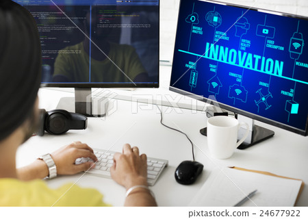 Innovation Connected Drones Technology Concept Innovation Connected Drones Technology Concept 24677922